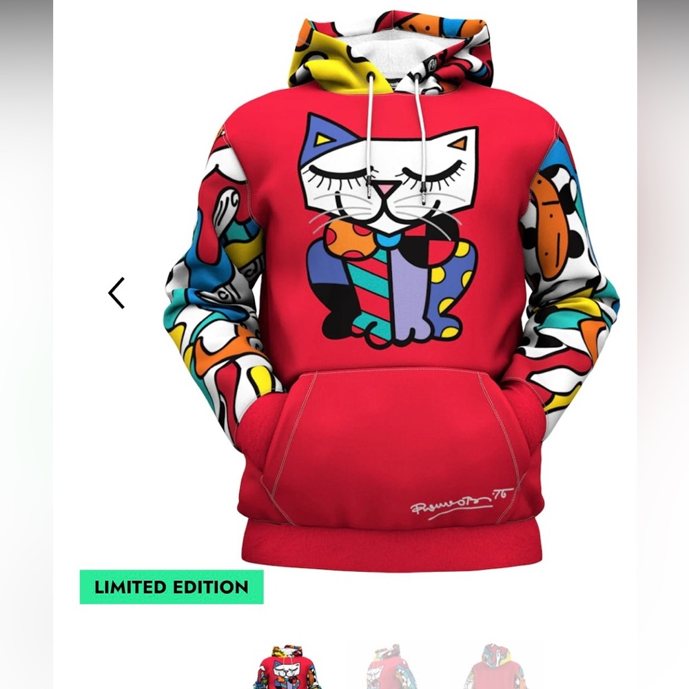 NWT ‘FreshHoods ‘Blue Ear Cat’ Hoodie by Britto 3X